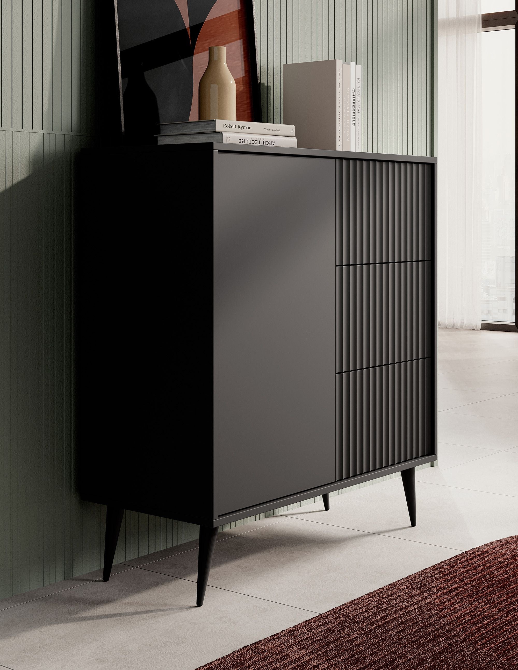 Meubella - Dressoir Winq - Antraciet - 90 cm