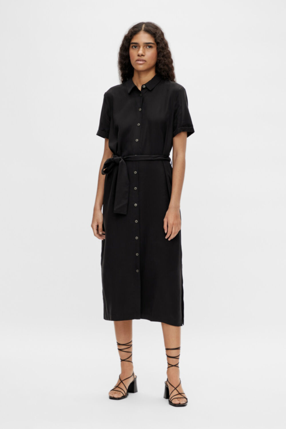 Vestido camisa grande - Preto
