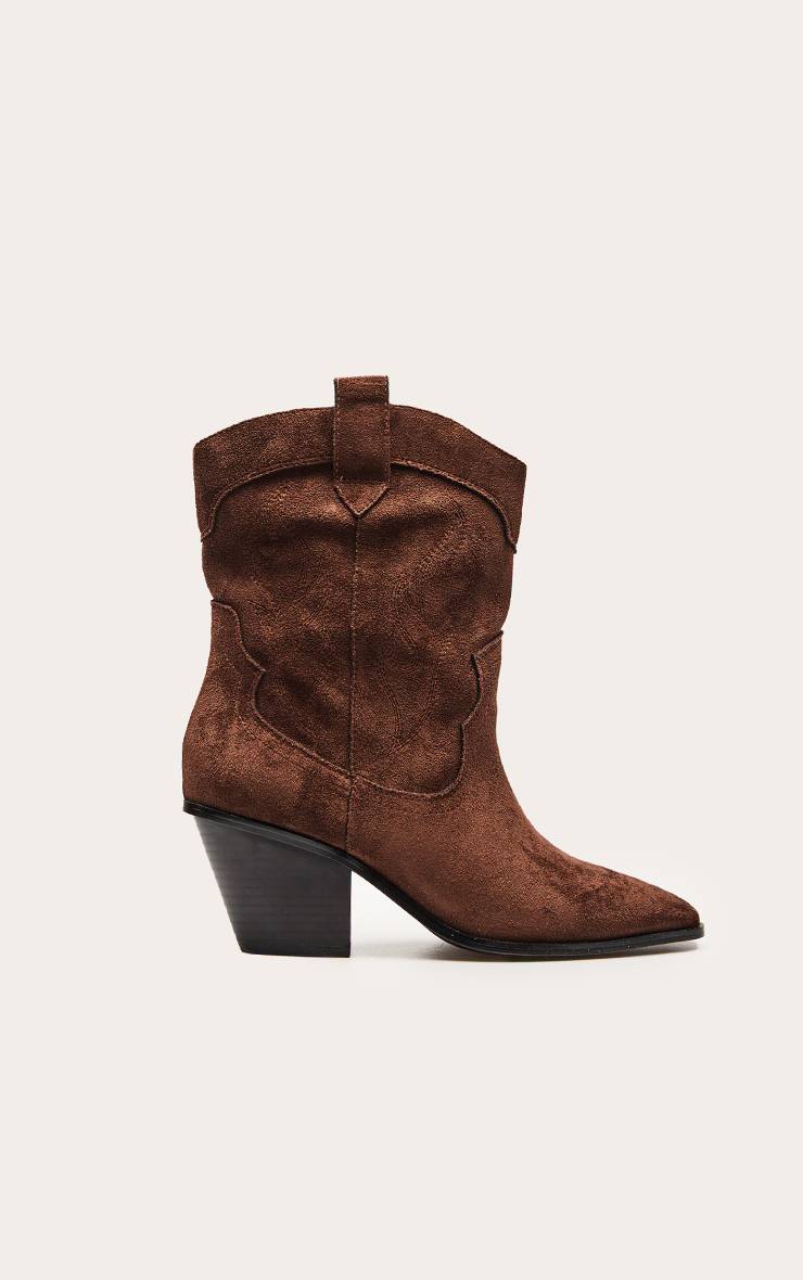 Chocolat Bottines Western Brodées En Synthétique