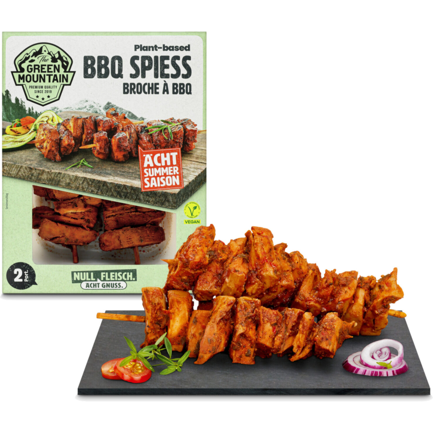 The Green Mountain Plant Based veganer BBQ Spiess -