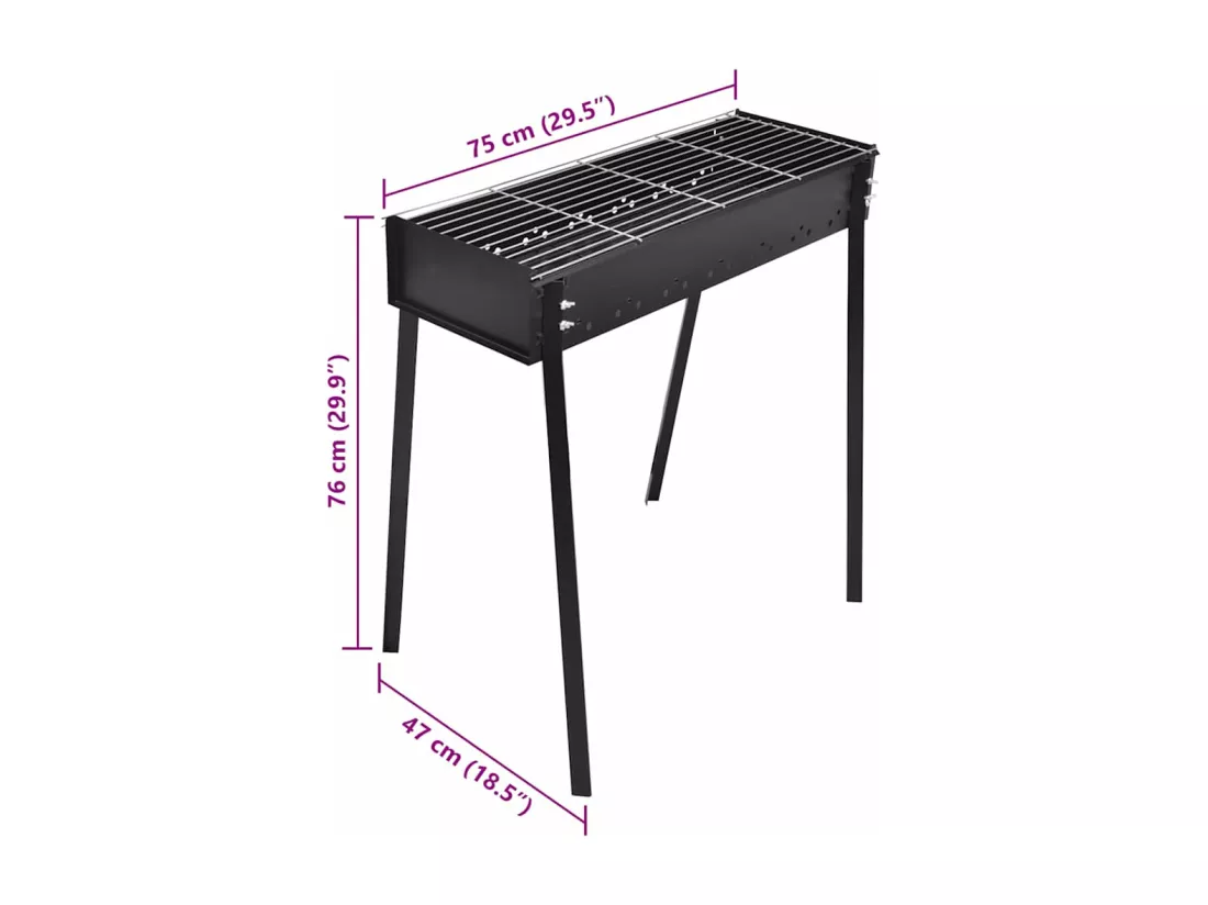 Support de barbecue au charbon de bois Carré 75x28 cm