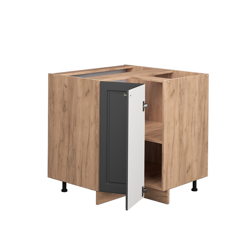 Vicco Eckunterschrank Küchenschrank Küchenmöbel Fame-Line Eiche Anthrazit-Gold Landhaus 87 cm Küche Eckküche Einbauküche Doppel-Drehtür Einlegeboden Blende Küchenzeile