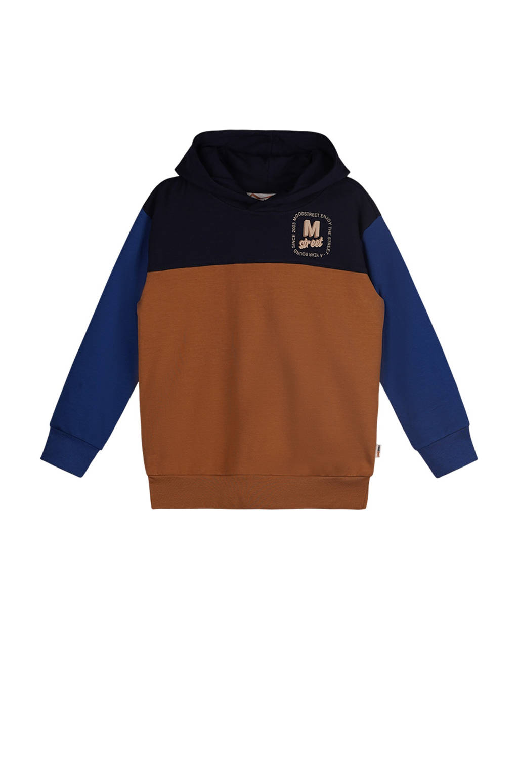 Moodstreet hoodie Sill bruin/blauw/zwart