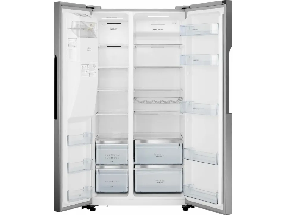 Gorenje NRS9182VX1 - Køleskab/fryser - side-by-side med vanddispenser, isdispenser - bredde: 90.8 cm - dybde: 67.9 cm - højde: 179.3 cm - 562 liter - Klasse E - grå
