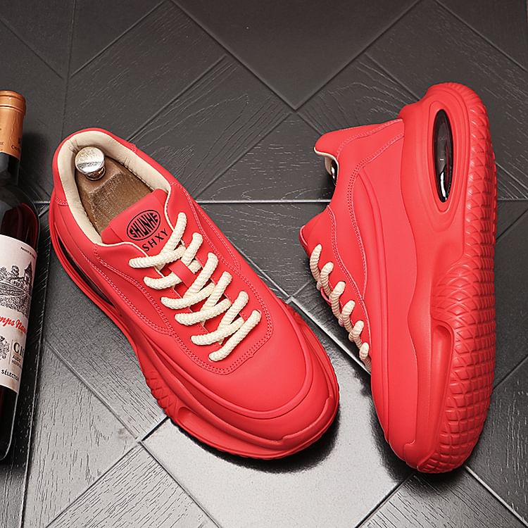 Mr Ozera - Platform Plain Lace-Up Sneakers