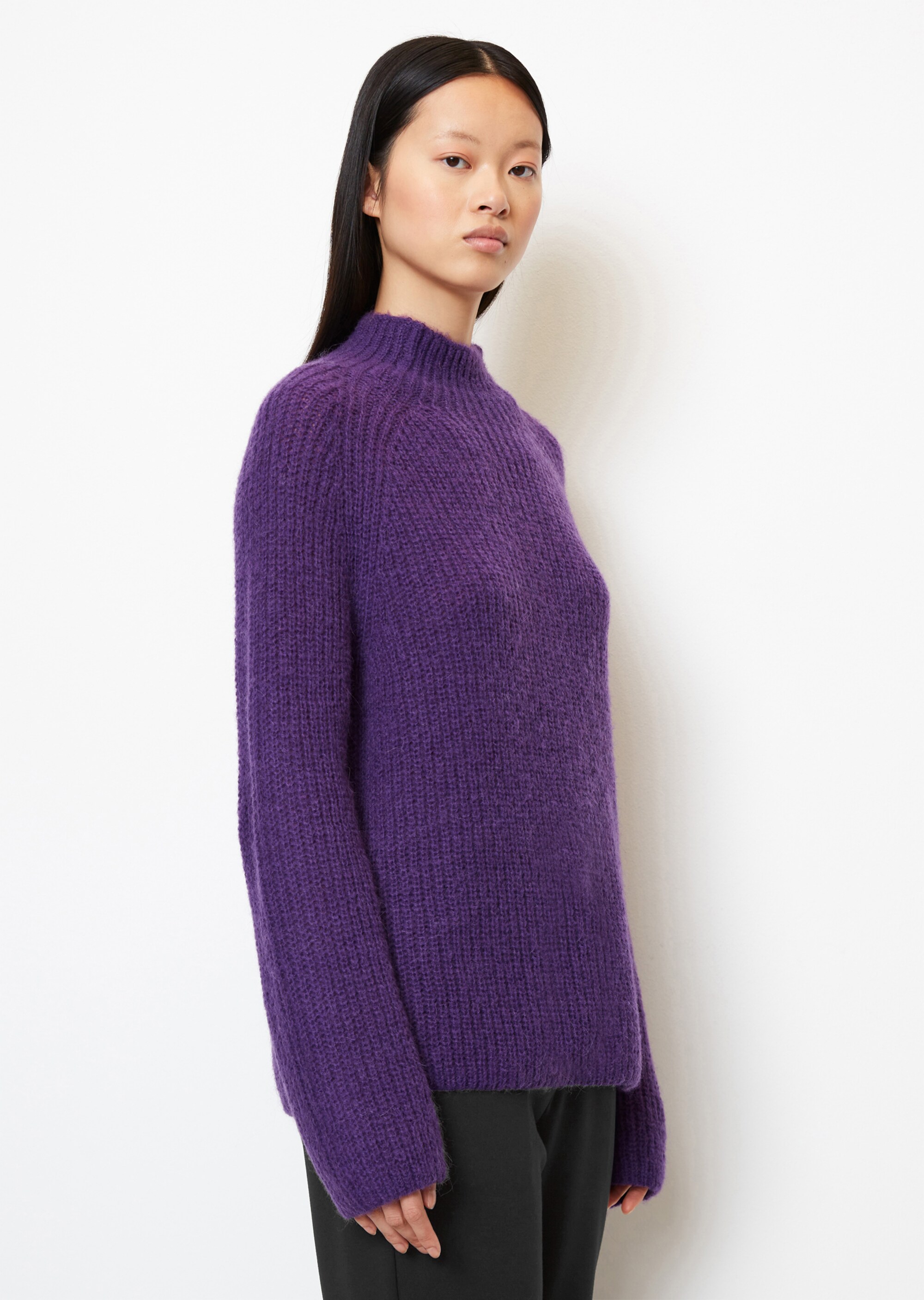 Pullover looseaus flauschigem Schurwolle-Alpakawolle-Mix