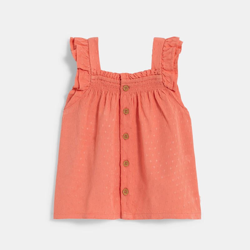 Blouse à bretelles coton plumetis rose bébé fille Rose