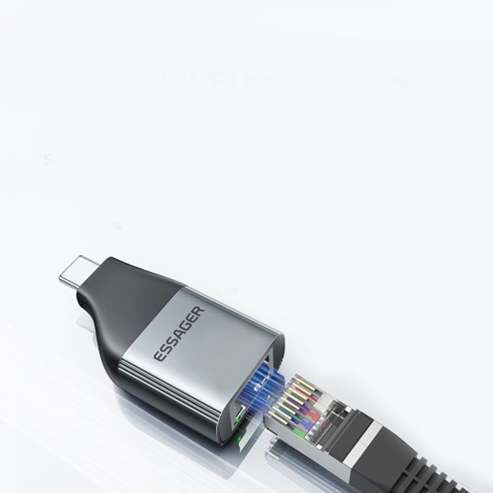 USB C auf Gigabit Ethernet LAN RJ45 Netzwerkanschluss Adapter (100Mbit/s) - Grau