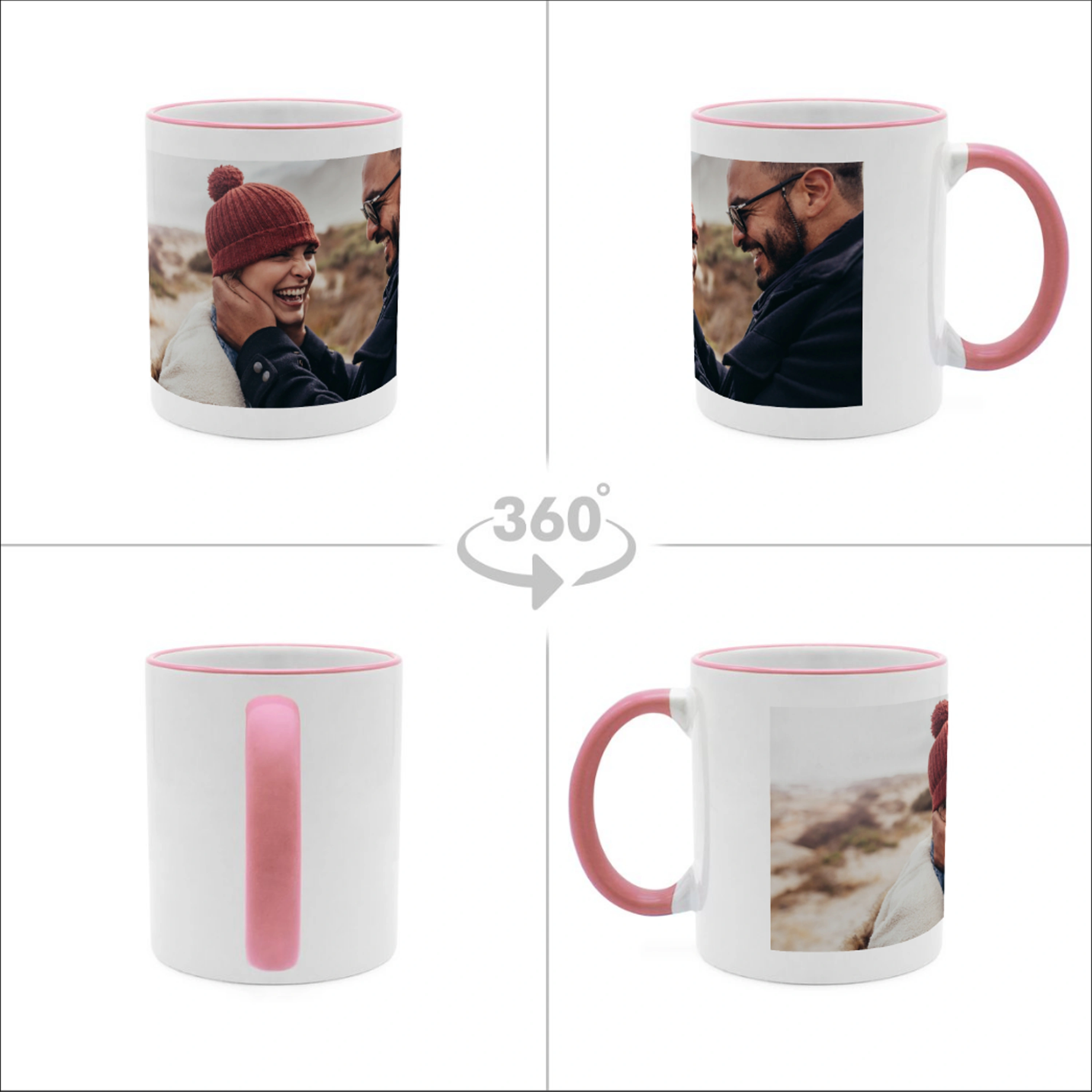 Kaffeebecher Color mit Foto selbst gestalten, 325 ml (Farbe: rosa)
