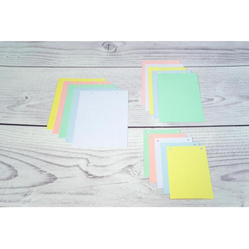 Étui de 100 fiches - bristol quadrillé 5x5 perforé 125x200mm - Couleurs assorties