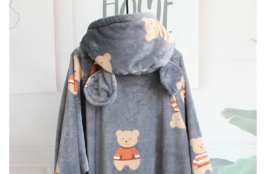 Dogini - Koppel bijpassende pyjamajas met lange mouwen en capuchon en berenprint