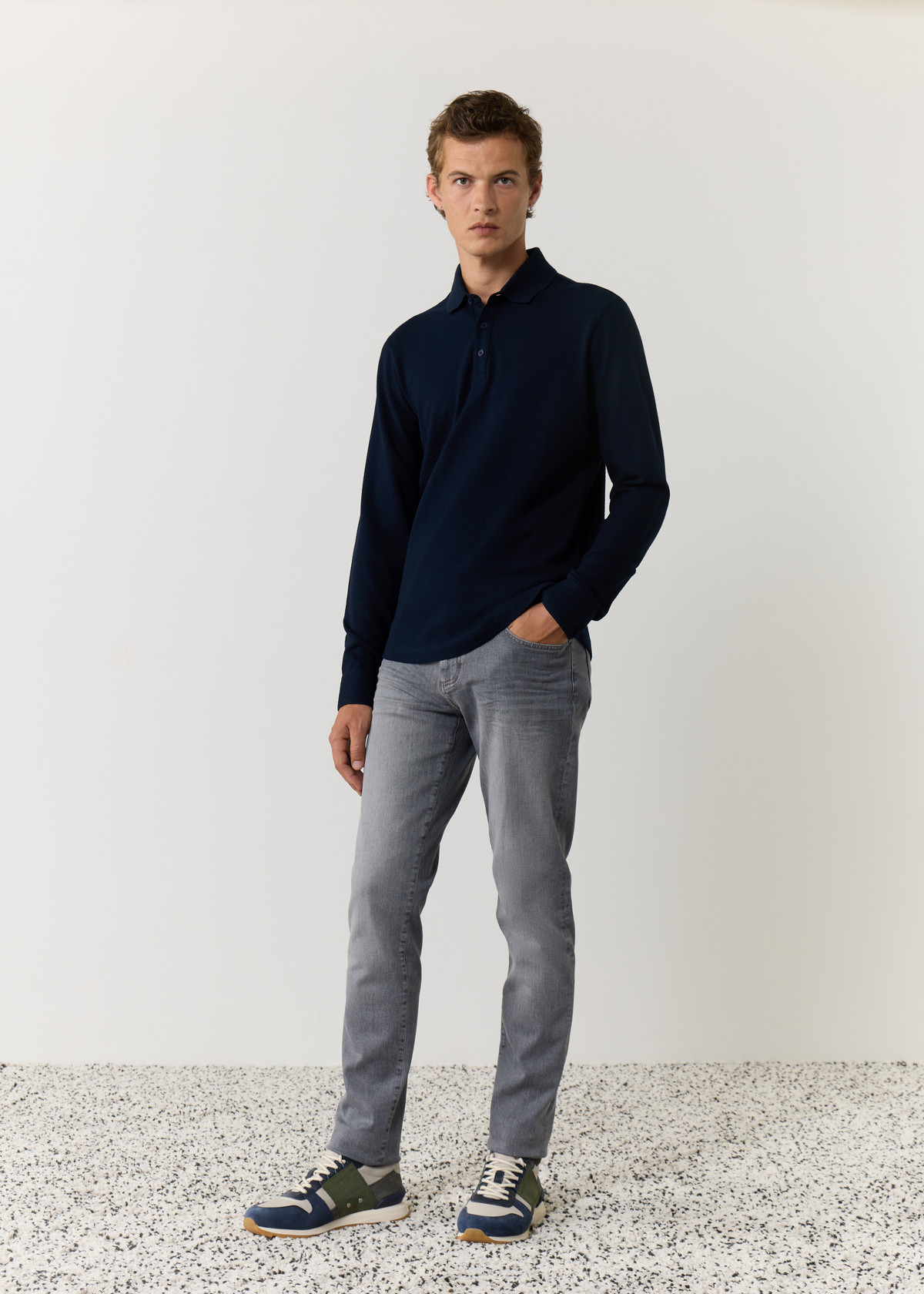 Jean skinny en coton stretch gris perle