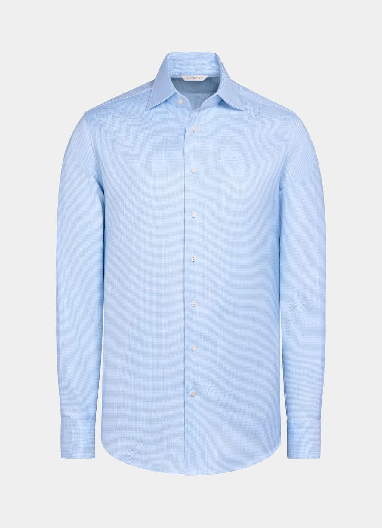 Chemise coupe ajustée en twill bleu clair pied-de-poule