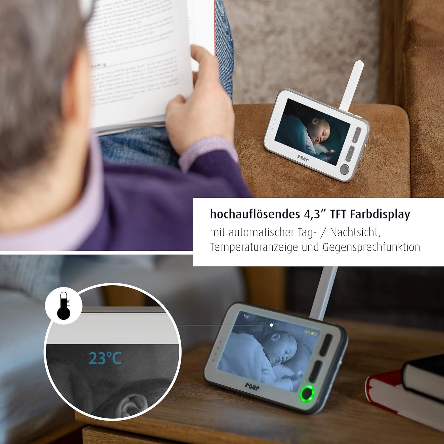 Reer Video-Babyphone mit Nachtsicht-Kamera und Bewegungsverfolgung