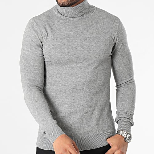 Pull Col Roulé Gris Chiné