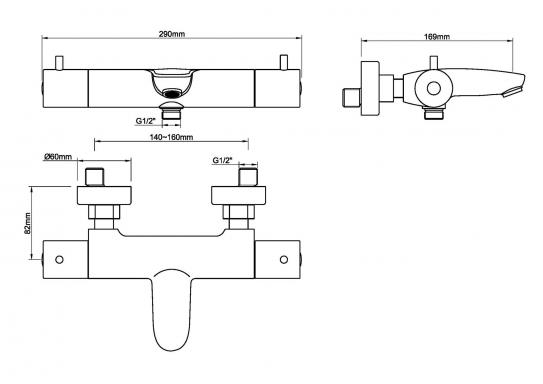 Mueller Round bad thermostaatkraan RVS-look