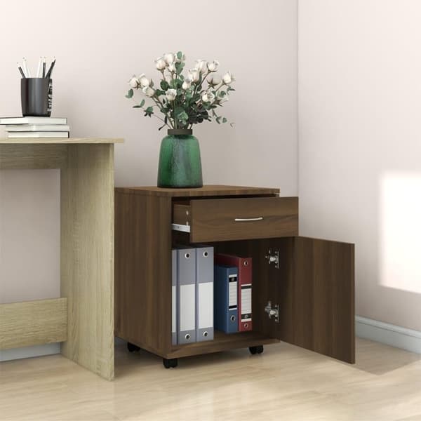 vidaXL Rulleskap brun eik 45x38x54 cm konstruert tre