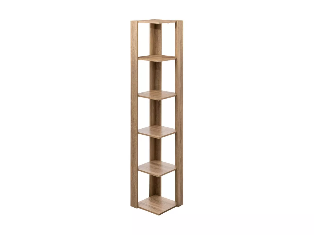 Étagère Colonne d'angle 5 niveaux Effet chêne naturel H 179 cm