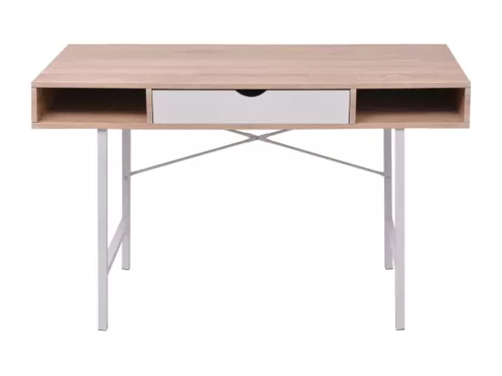 Bureau avec 1 compartiment Chêne et blanc