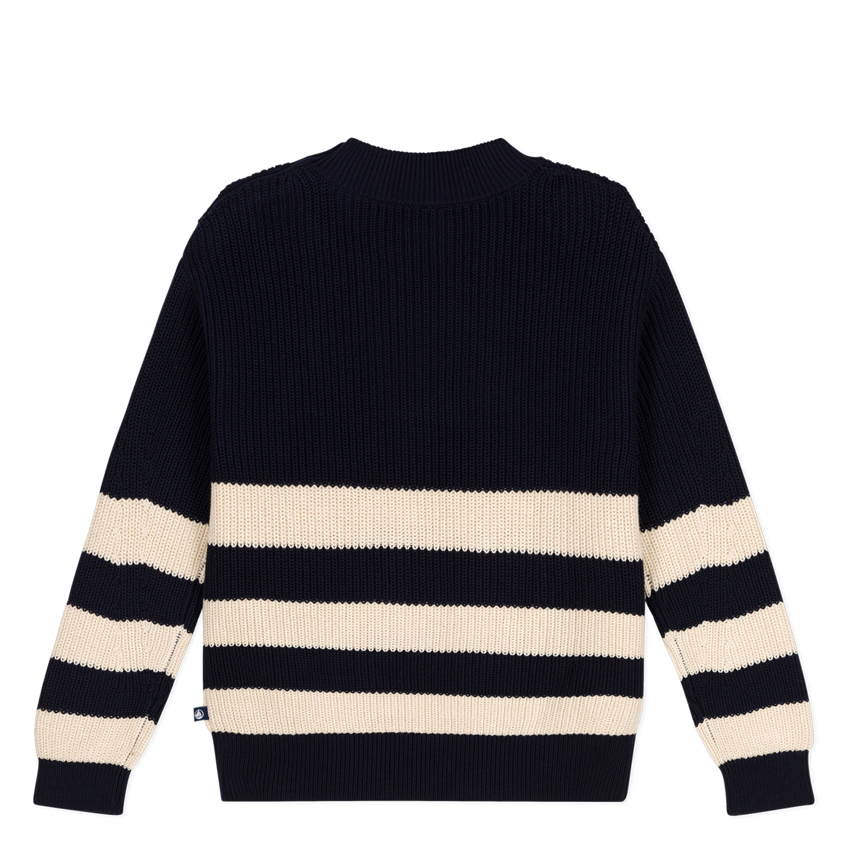 Pull col rond rayé en coton | Bleu