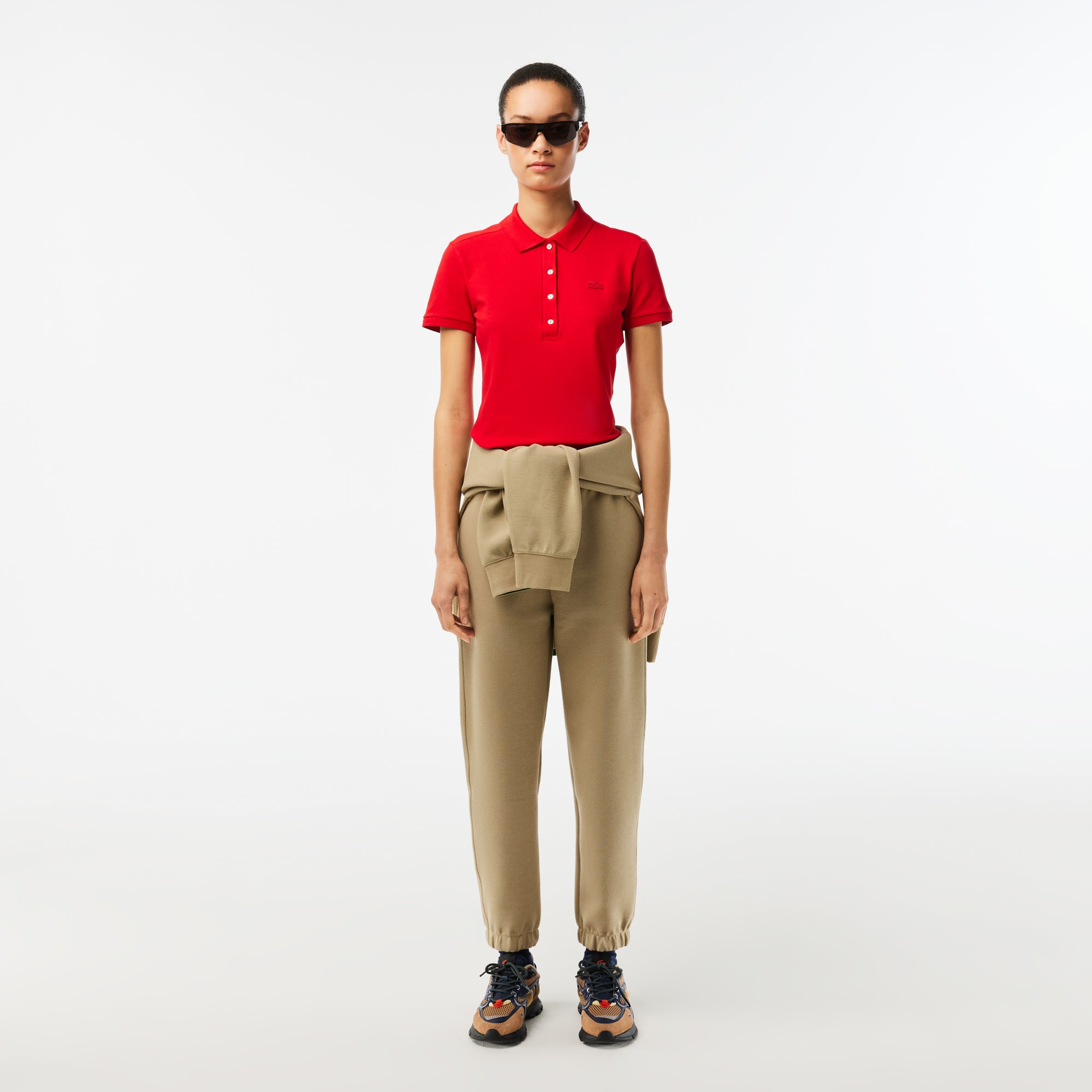 Polo L.12.D slim fit en mini piqué stretch Manches Courtes - Rouge - Lacoste - Femme
