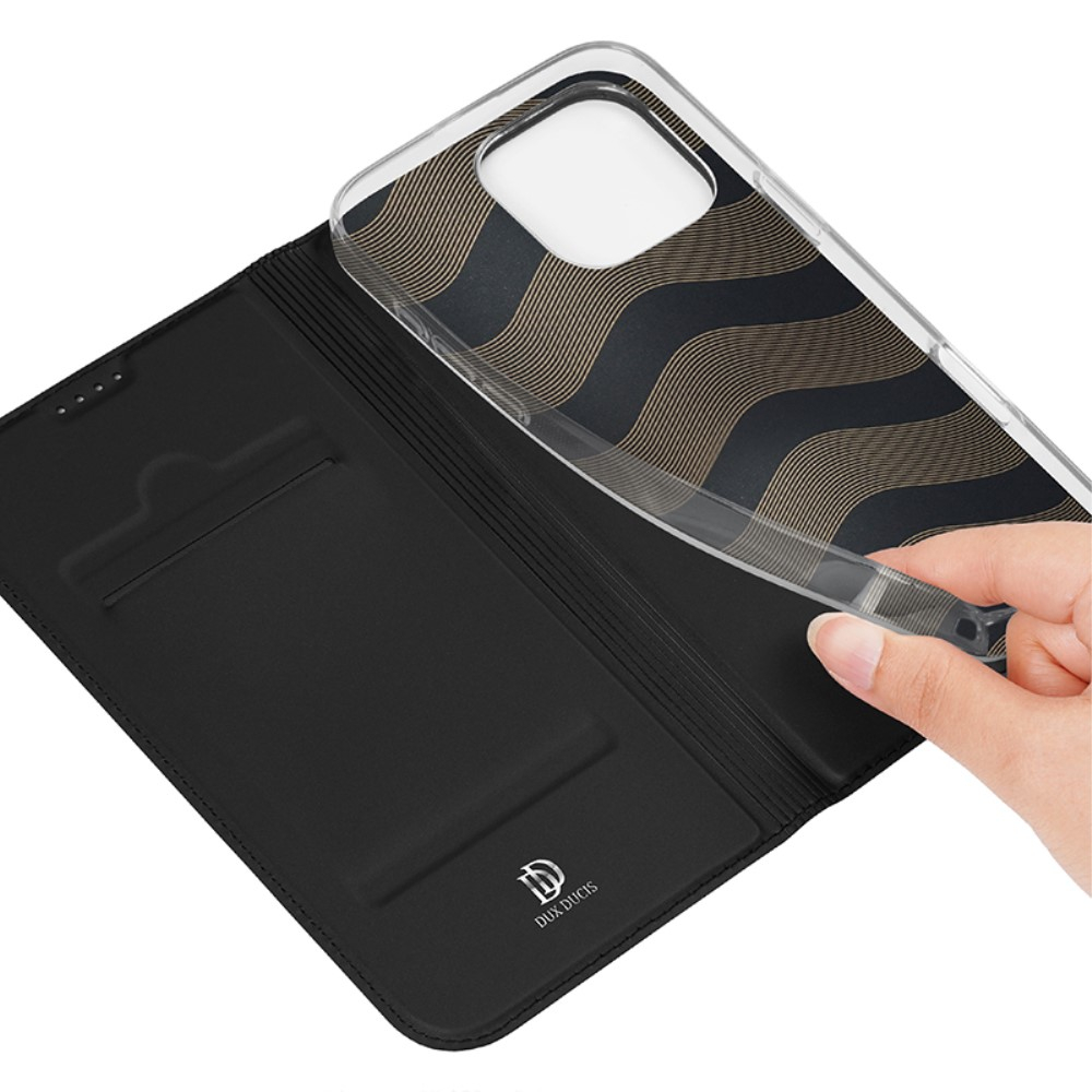 iPhone 16 Pro Flip Wallet Cover Leder Tasche - Schwarz