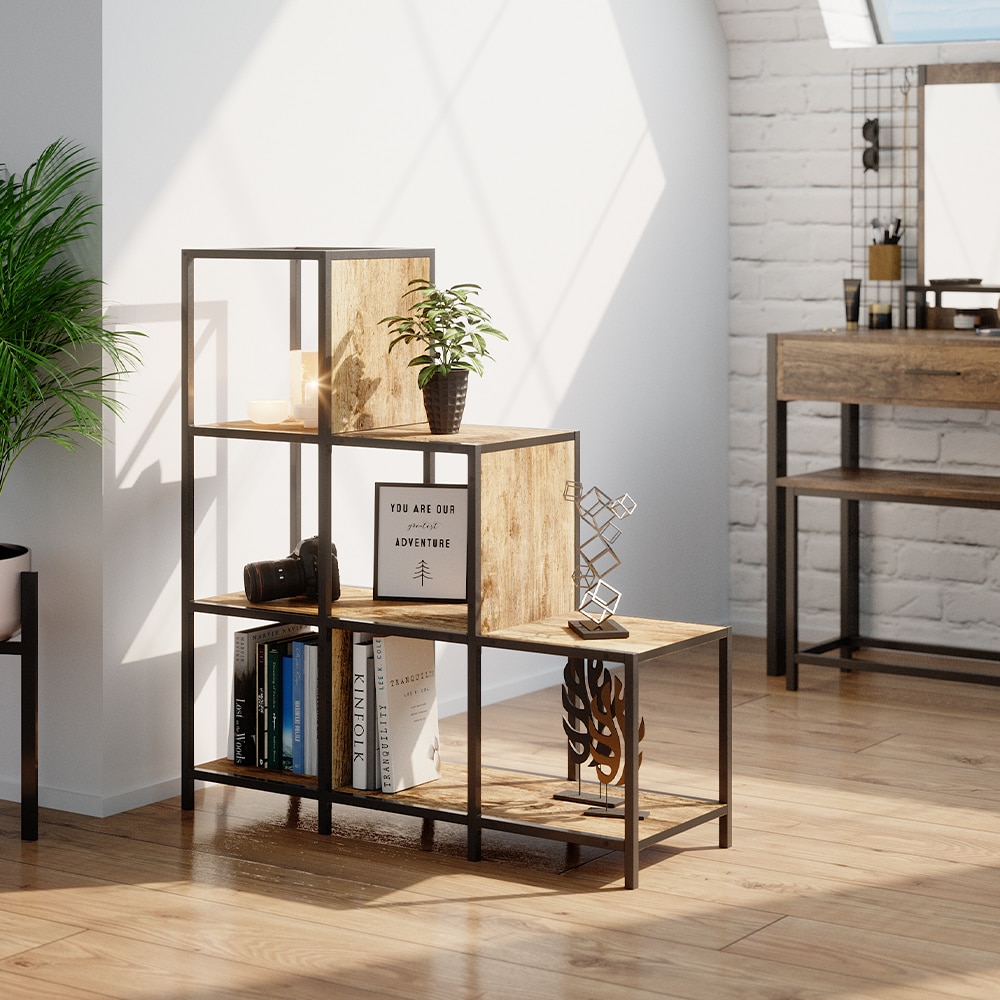 Vicco Treppenregal Raumteiler Stufenregal Fyrk 6 Fächer Bücherregal Aktenregal