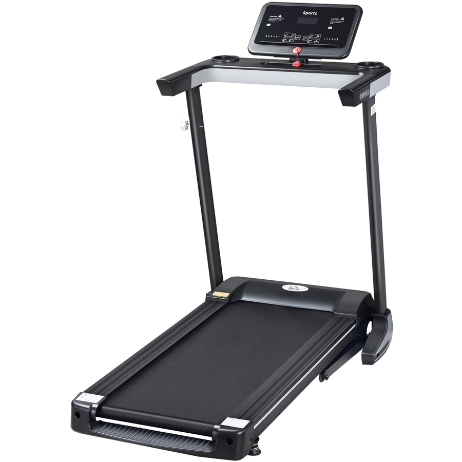 HOMCOM Laufband mit breitem LCD Display, Flaschenhalterung und Handyhalterung schwarz