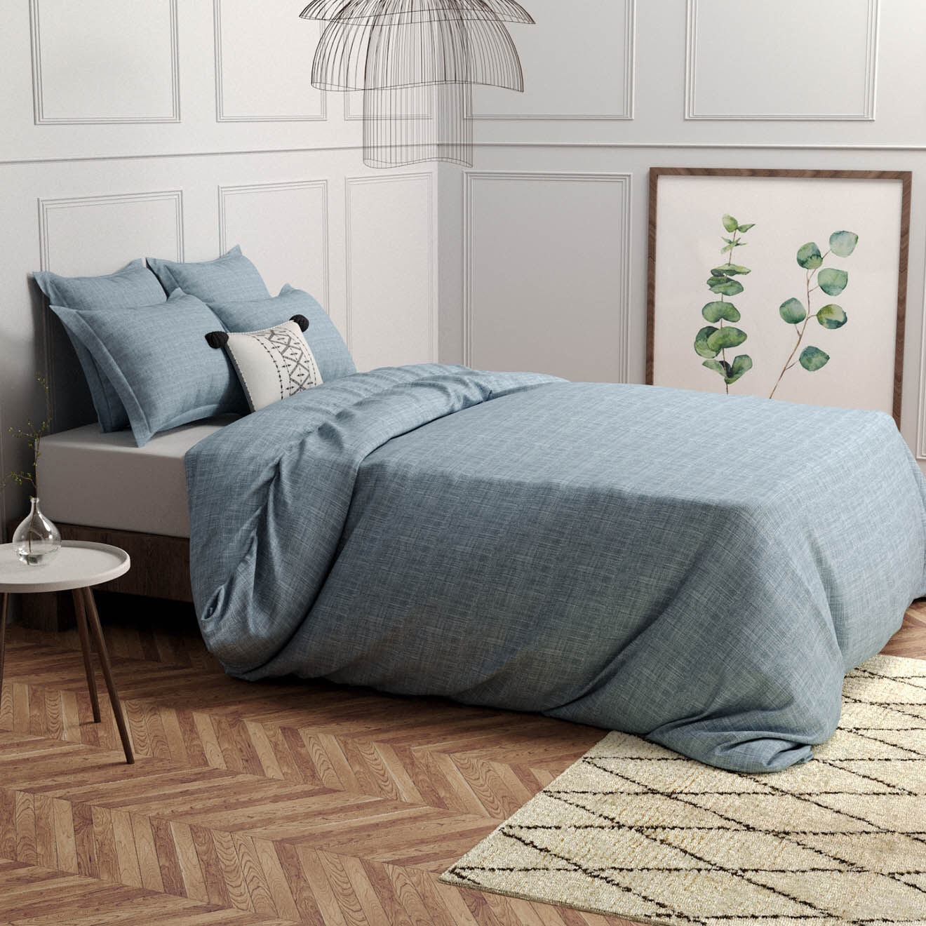 Febronie Home Taie d'oreiller 100% Lin Chambray Toscane vert