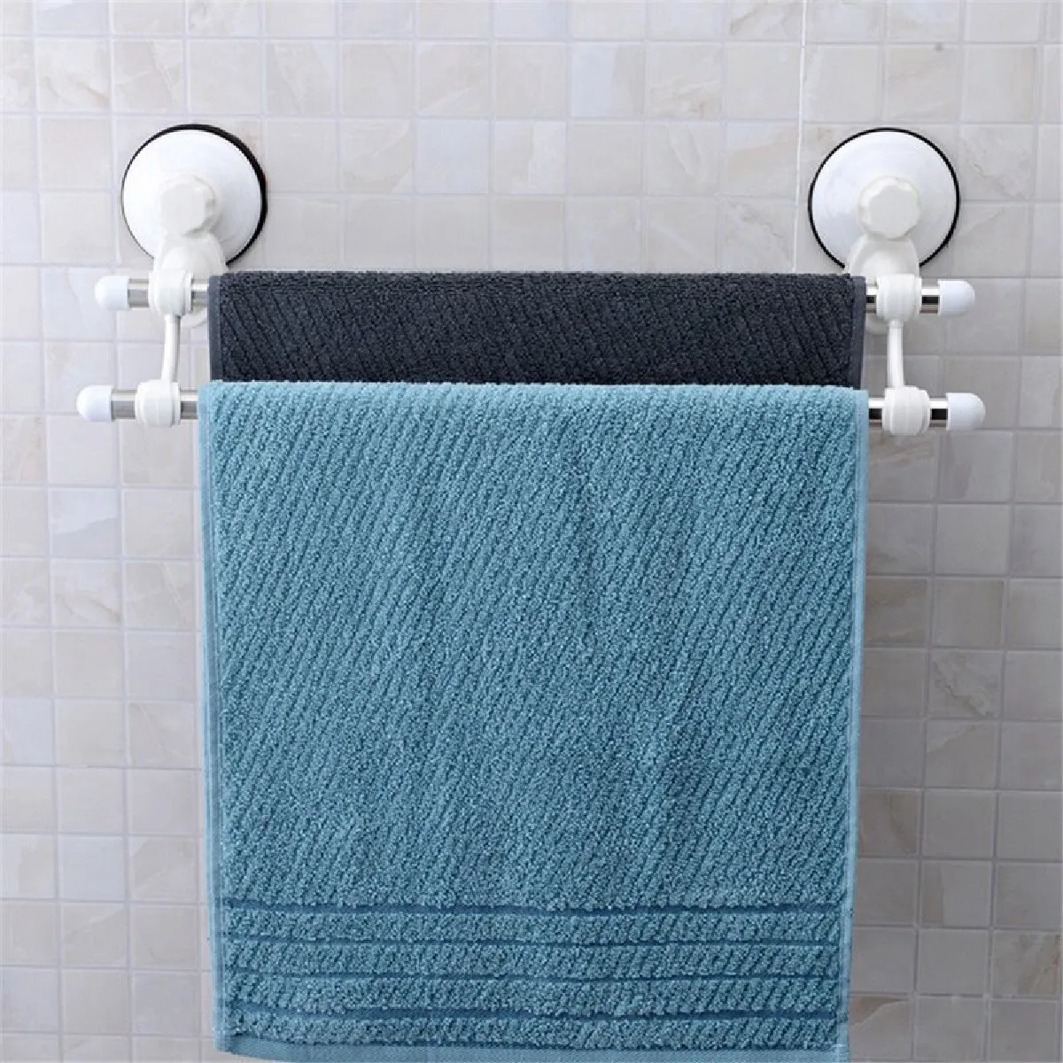 Universal Double barre de porte-serviettes ABS blanc