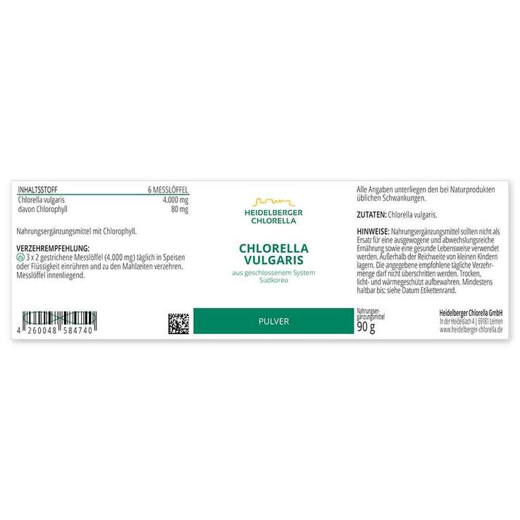 Chlorella Vulgaris Pulver, 90 g