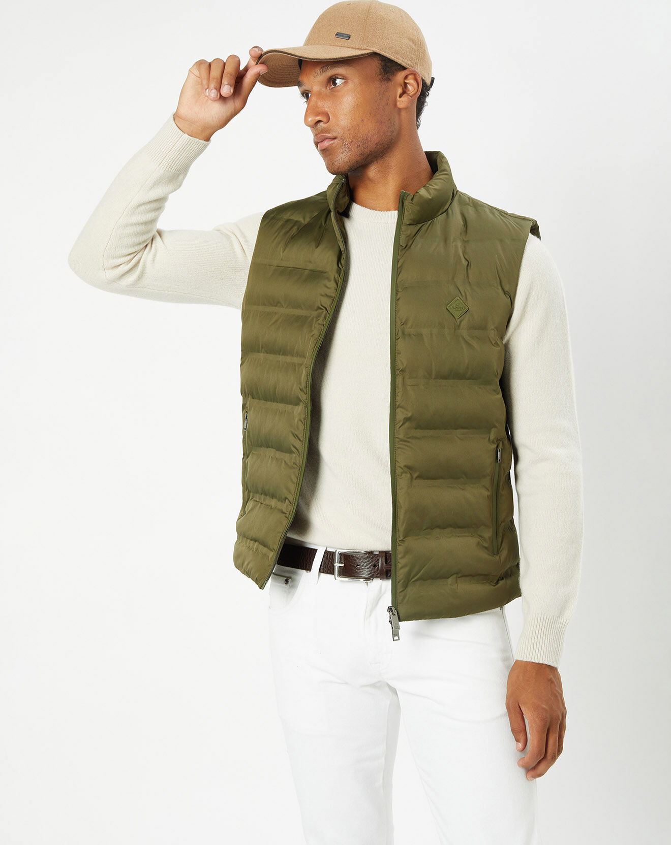 Hackett London Doudoune sans manches unie kaki