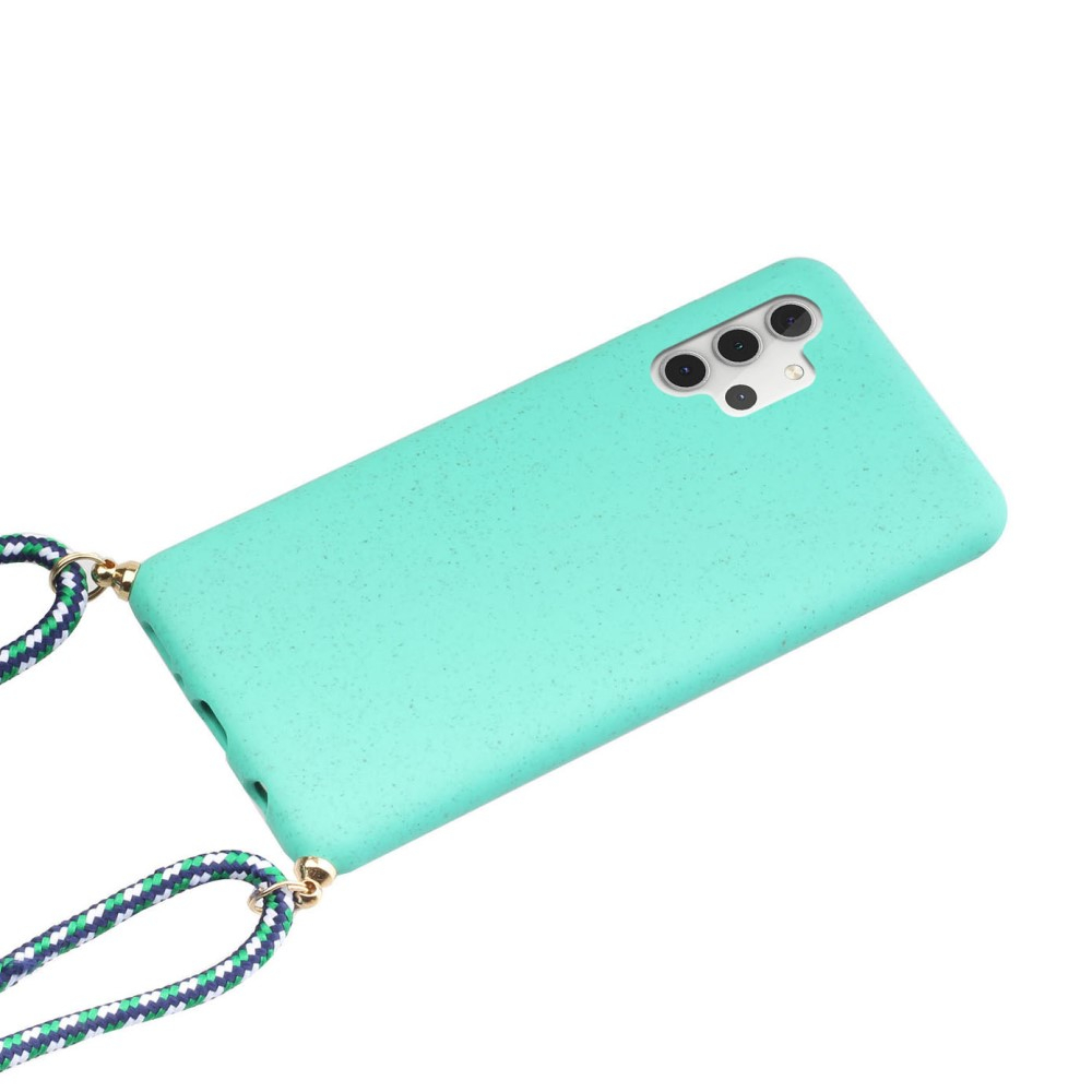 Samsung Galaxy A32 5G Necklace Bio Gummi Case Hülle Eco Friendly Nachhaltig Kompostierbar   Handykette (150cm) - Türkis