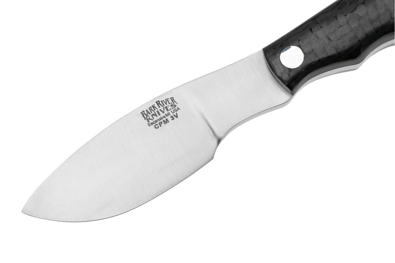 Bark River Mini Canadian CPM 3V Black Carbon Fiber, vaststaand mes