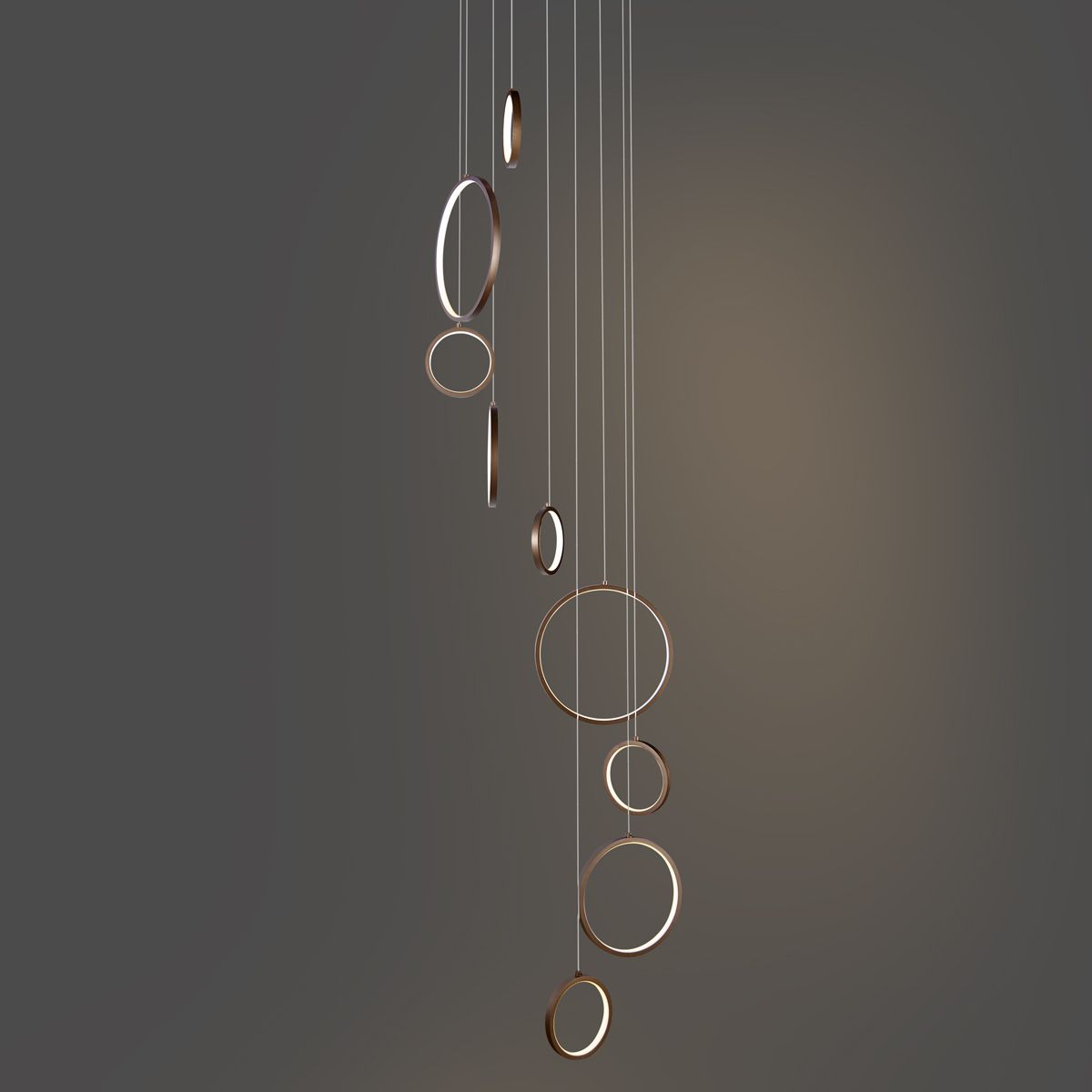 Design hanglamp donker brons 9-lichts incl. LED 3-staps dimbaar - Vide Anella