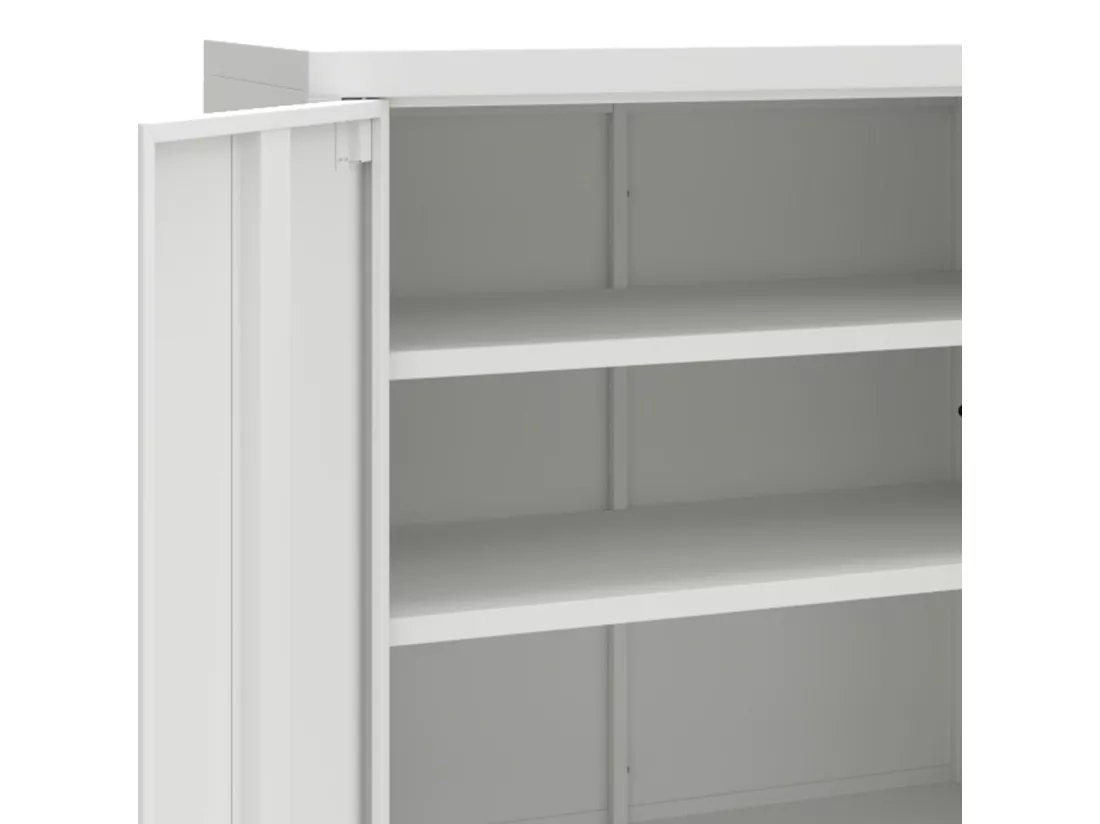 Meuble de Rangement Bureau - Armoire Metallique avec Serrure - Meuble Imprimante avec 2 Etagères Réglables - Blanc - 80 x 40 x 90cm