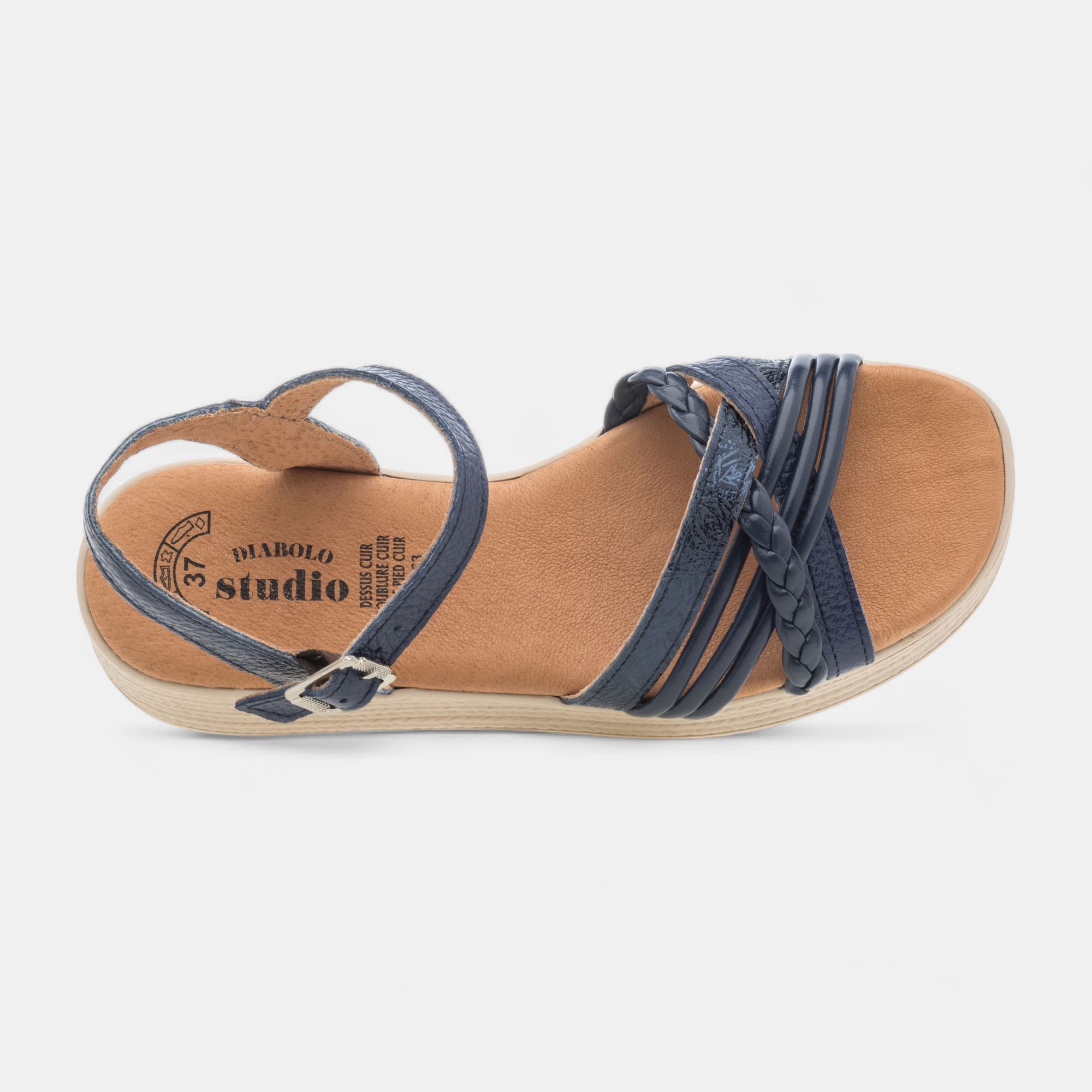 Sandales Femme en cuir bleu marine