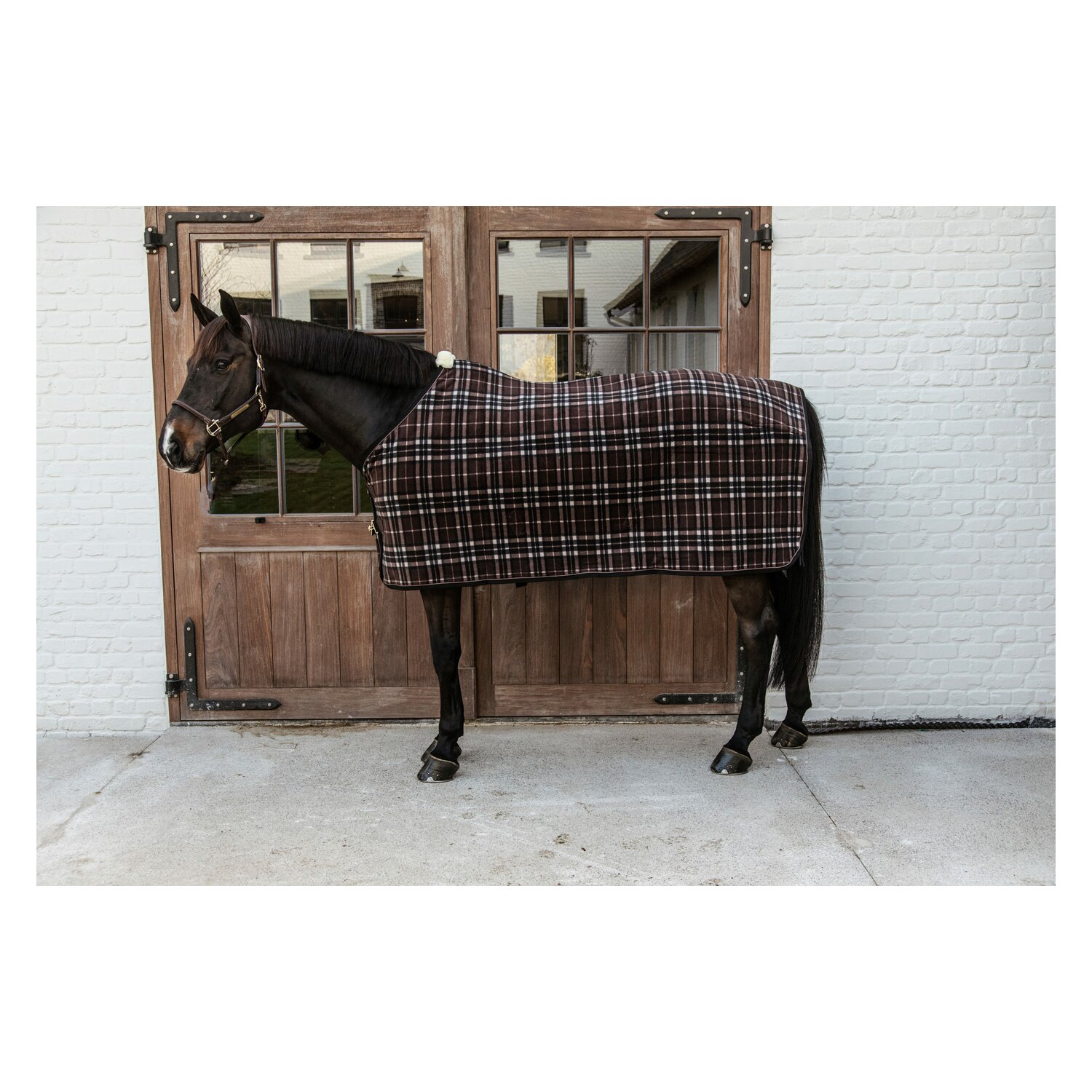 KENTUCKY Fleecedecke Rug Heavy - check printing brown