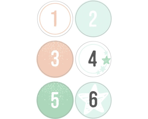 Ronde stickerset Adventskalender, 72 stuks.
