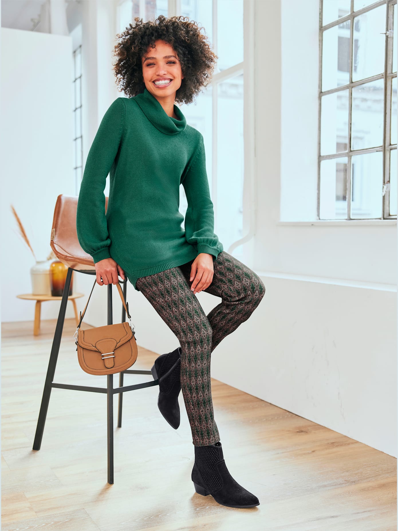 Pantalon jacquard joli motif jacquard