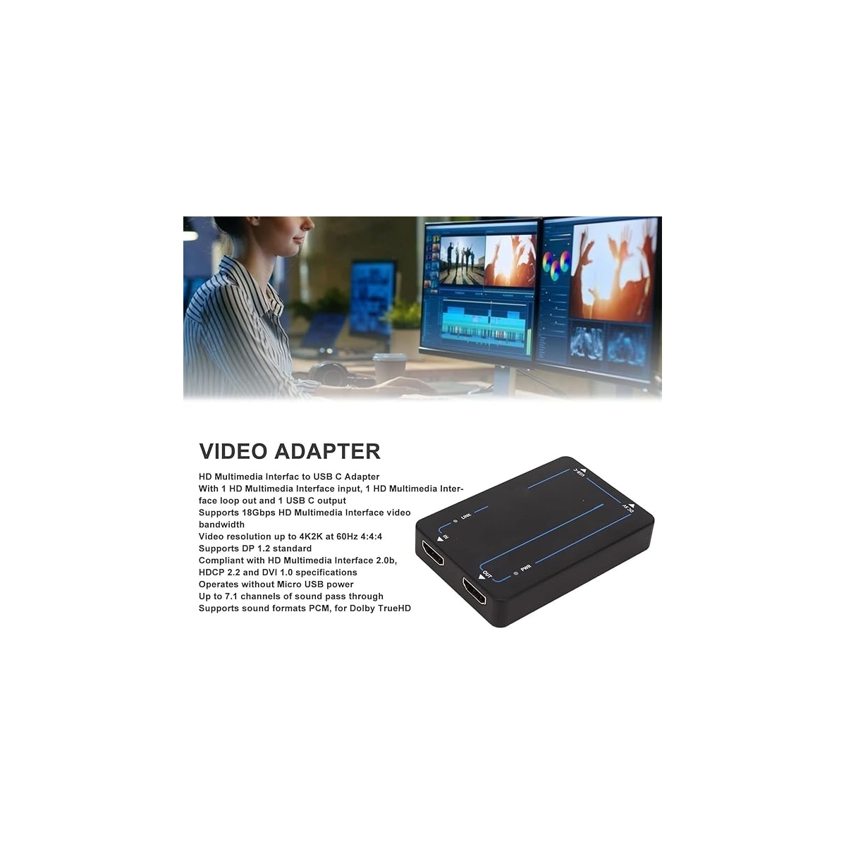 NÖRDIC HDMI til USB C Adapter Converter