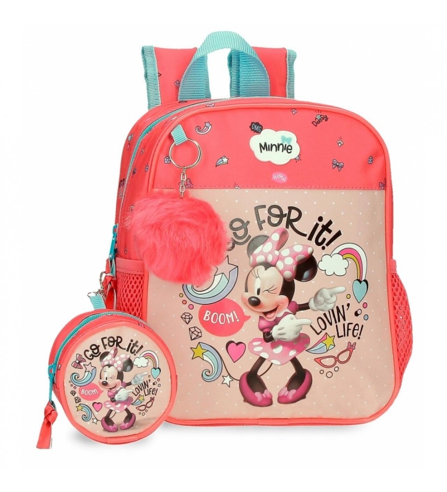 Mochila Joumma Bags Guardera Minnie Lovin Life adaptável rosa
