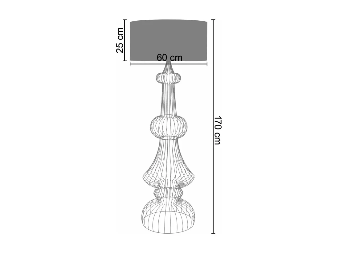 Lampadaire colonne métal doré 170 cm.