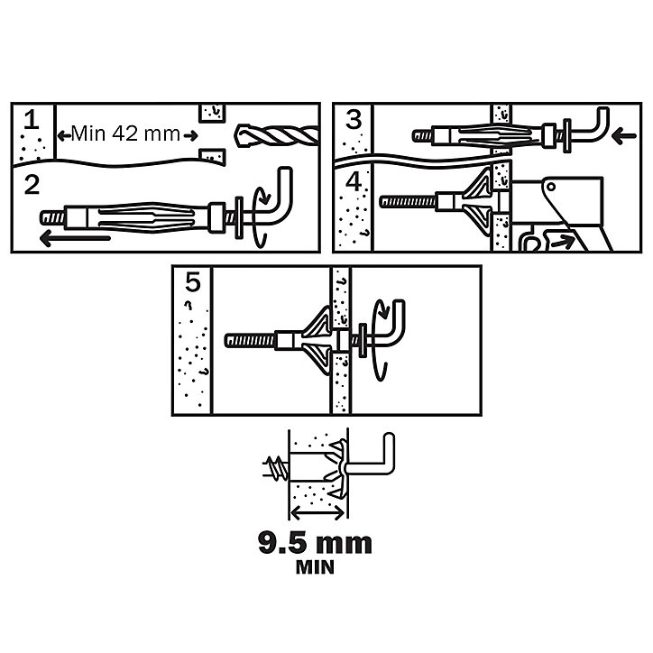 4 chevilles Diall murs creux HL M5x52mm