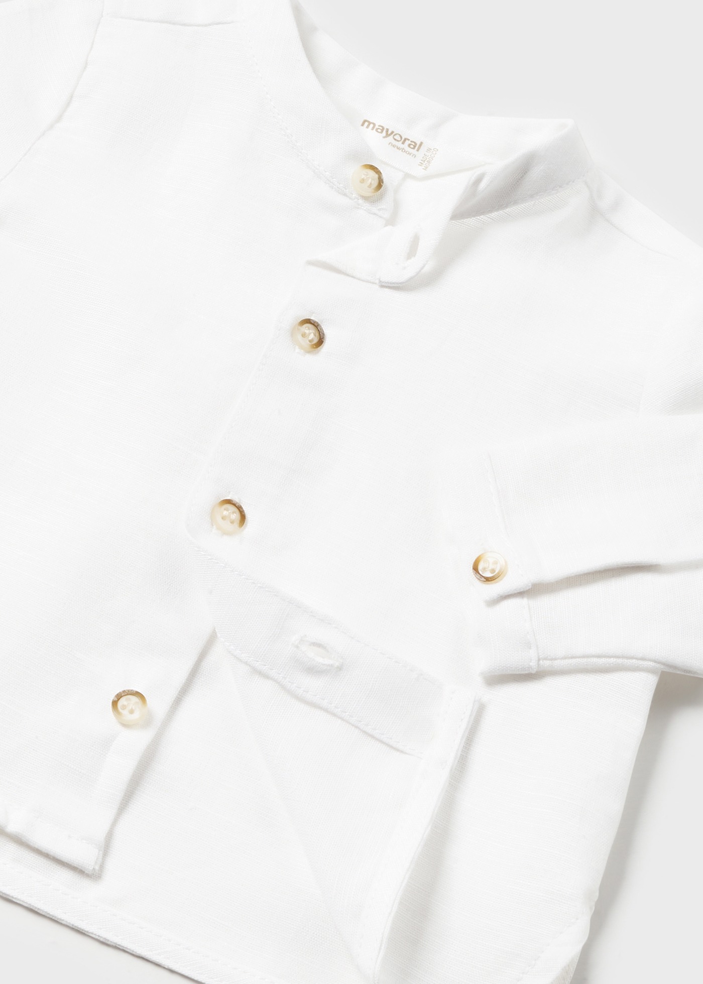 Camisa mandarim de linho europeu para recém-nascido Capri