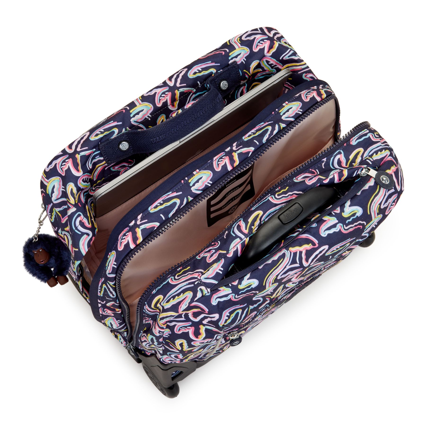 GIORNO Grand sac à dos à roulettes avec compartiment pour ordinateur - Palm Fiesta Print