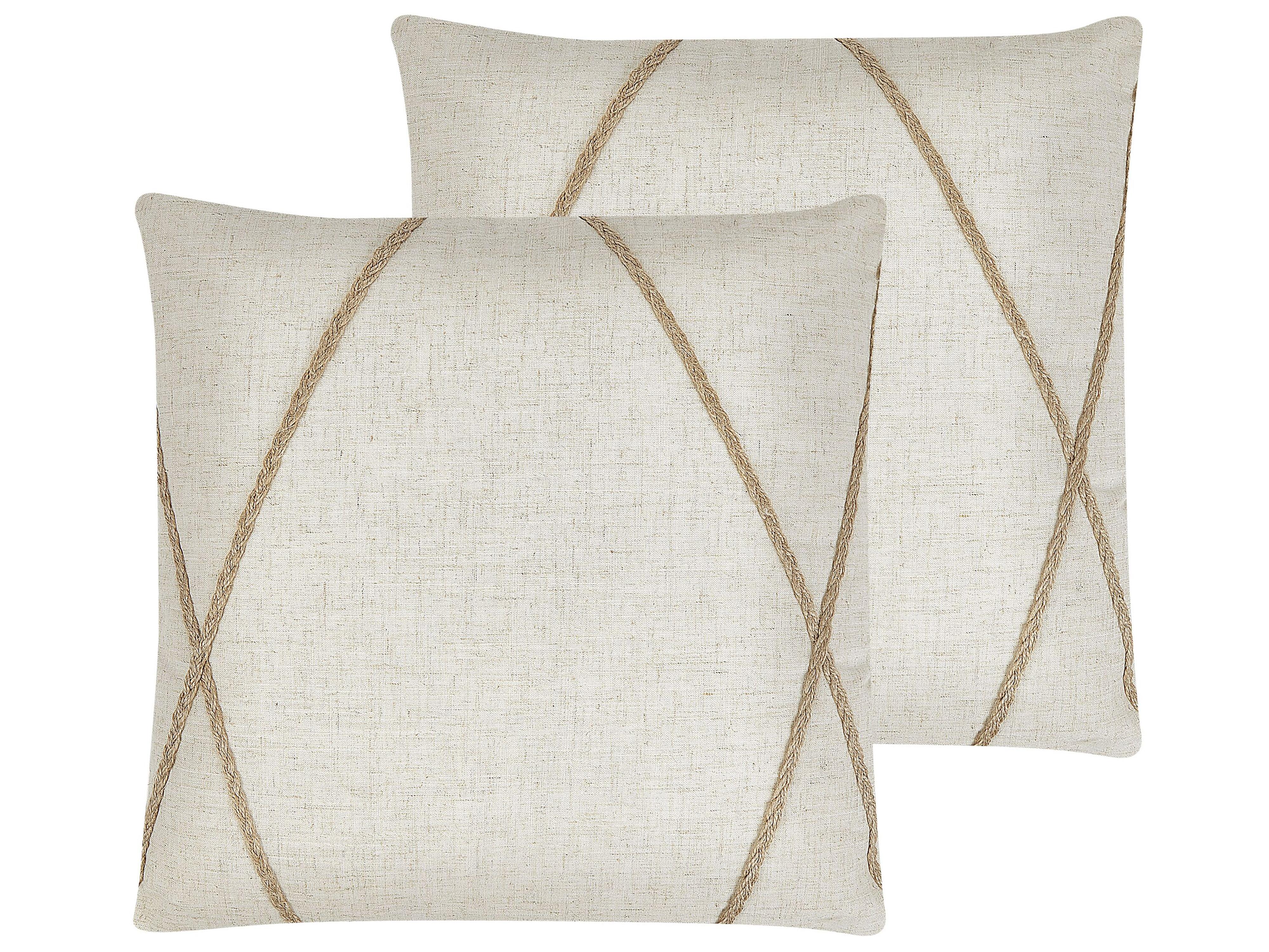 Set van 2 sierkussens LICUALA 45 x 45 cm Beige geometrisch patroon