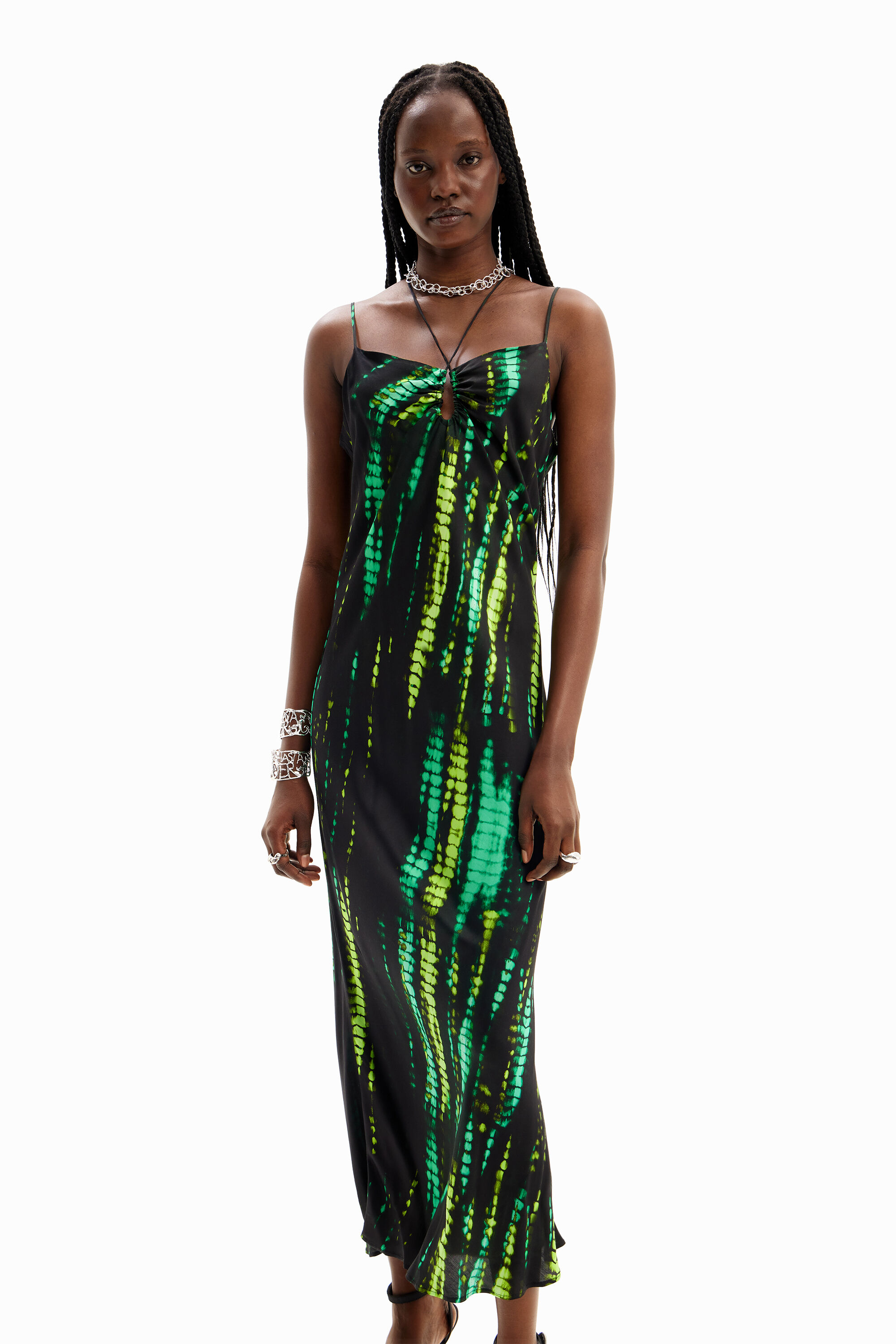 vestido midi tie-dye