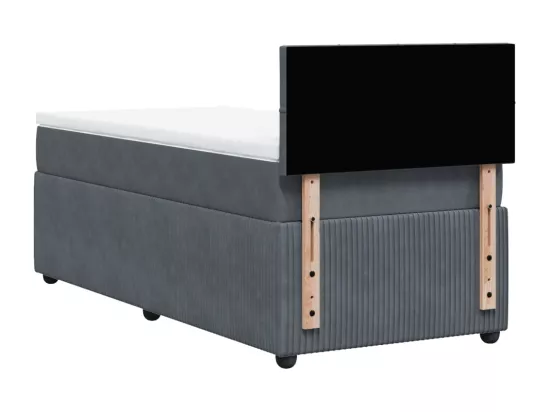 Sommier à lattes de lit et matelas Gris foncé 90x190 cm Velours