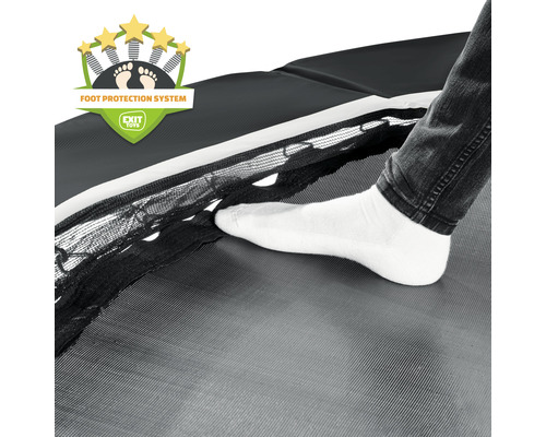 EXIT Black Edition trampoline 256 x 305 cm zwart incl. veiligheidsnet, ladder en verankeringsset